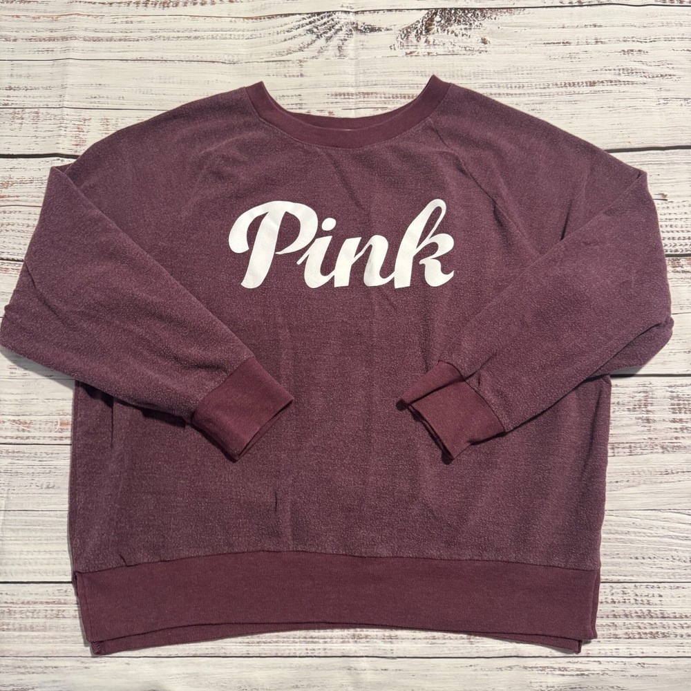 Victoria's Secret PINK Pullover Sweater‎ Shirt Purple Women's Size Large